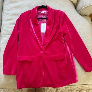 Vibrant Pink Velvet Women's Blazer